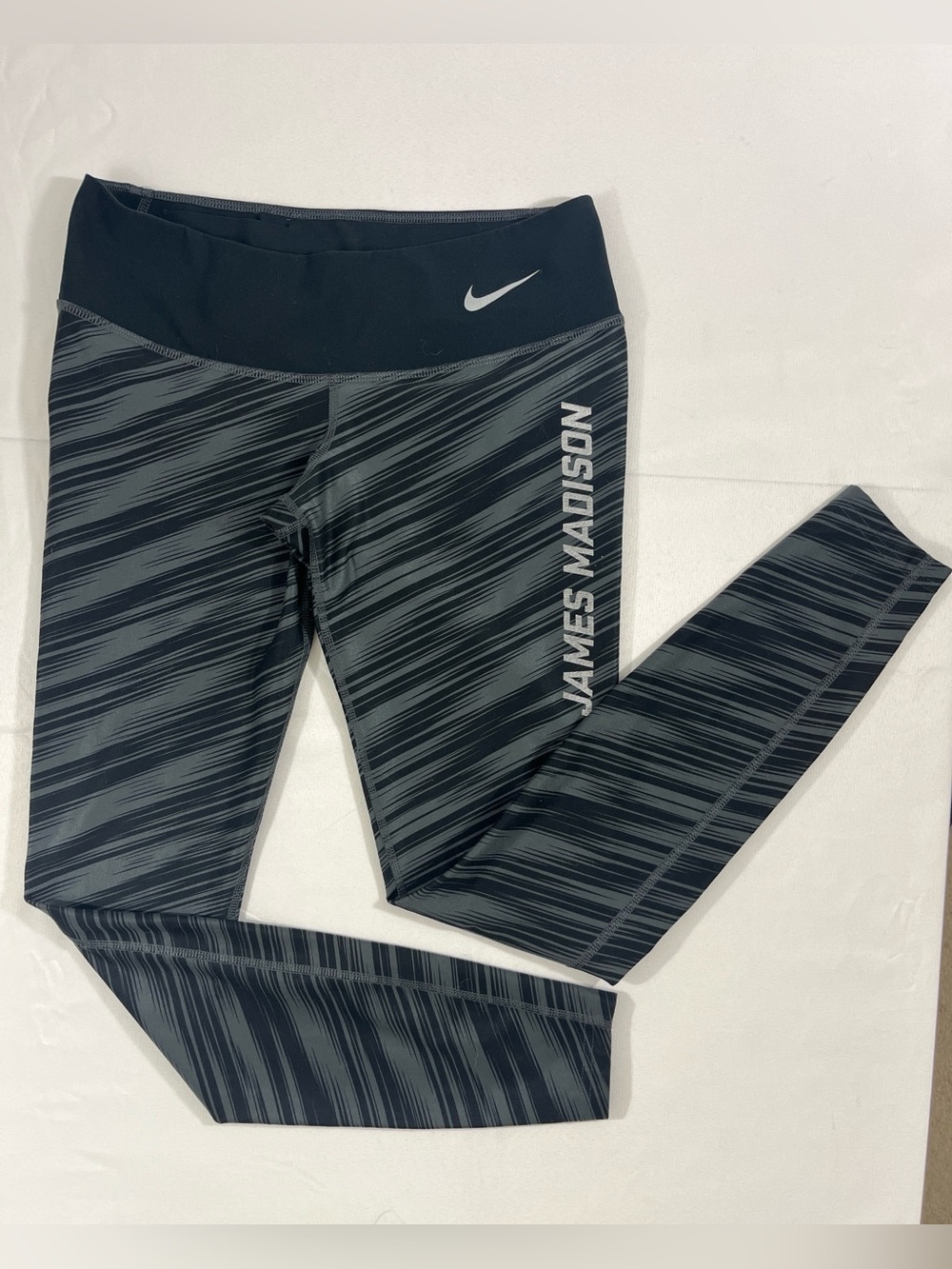 Nike James Madison Dri-fit Striped Workout Leggings Black & Gray Small